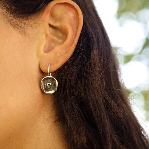 Always Wandering Never Unfaithful Wax Seal Earrings