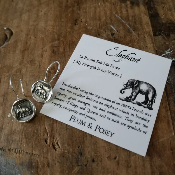 Elephant Strength Wax Seal Earrings