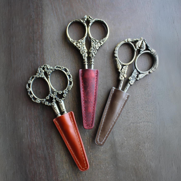 Leather Embroidery Scissor Sheaths {multiple colors}