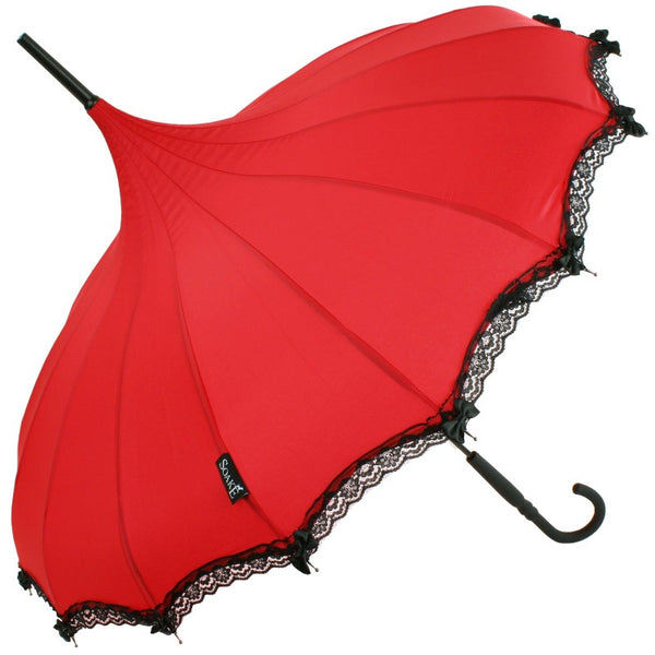 Red Boutique Pagoda Umbrella with Lace and Bows