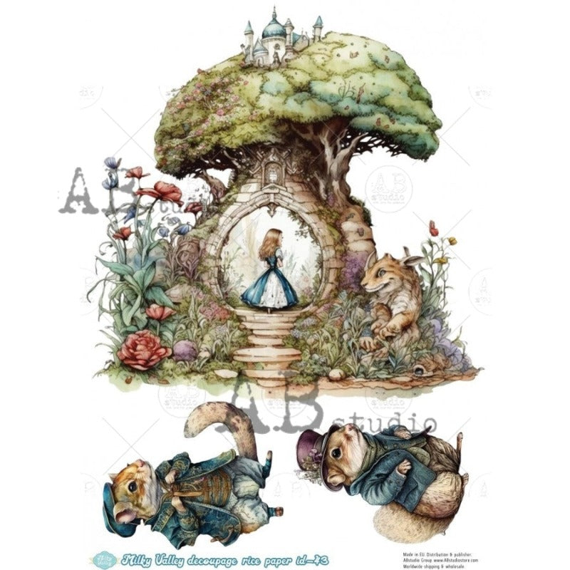 Alice Tree House A4 Decoupage Rice Paper