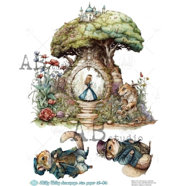 Alice Tree House A4 Decoupage Rice Paper
