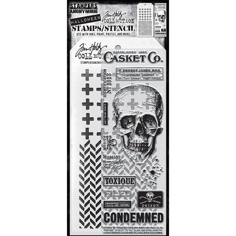 Rest in Peace Mixed Media Stamp + Stencil Set {Halloween} | Tim Holtz