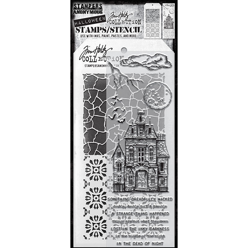 Sketch Manor Mixed Media Stamp + Stencil Set {Halloween} | Tim Holtz