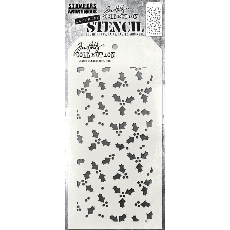 Tiny Holly Slimline Layering Stencil {Christmas} | Tim Holtz