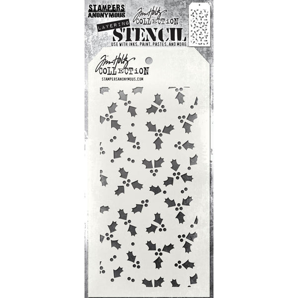 Tiny Holly Slimline Layering Stencil {Christmas} | Tim Holtz