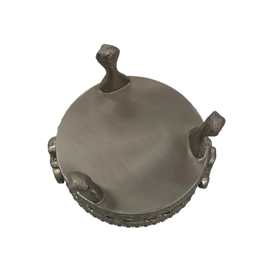 Pewter-Plated Inkwell Stand with Clear Glass Inkwell