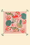 Tasseled Crane at Sunrise in Petal | 100% Silk Scarf