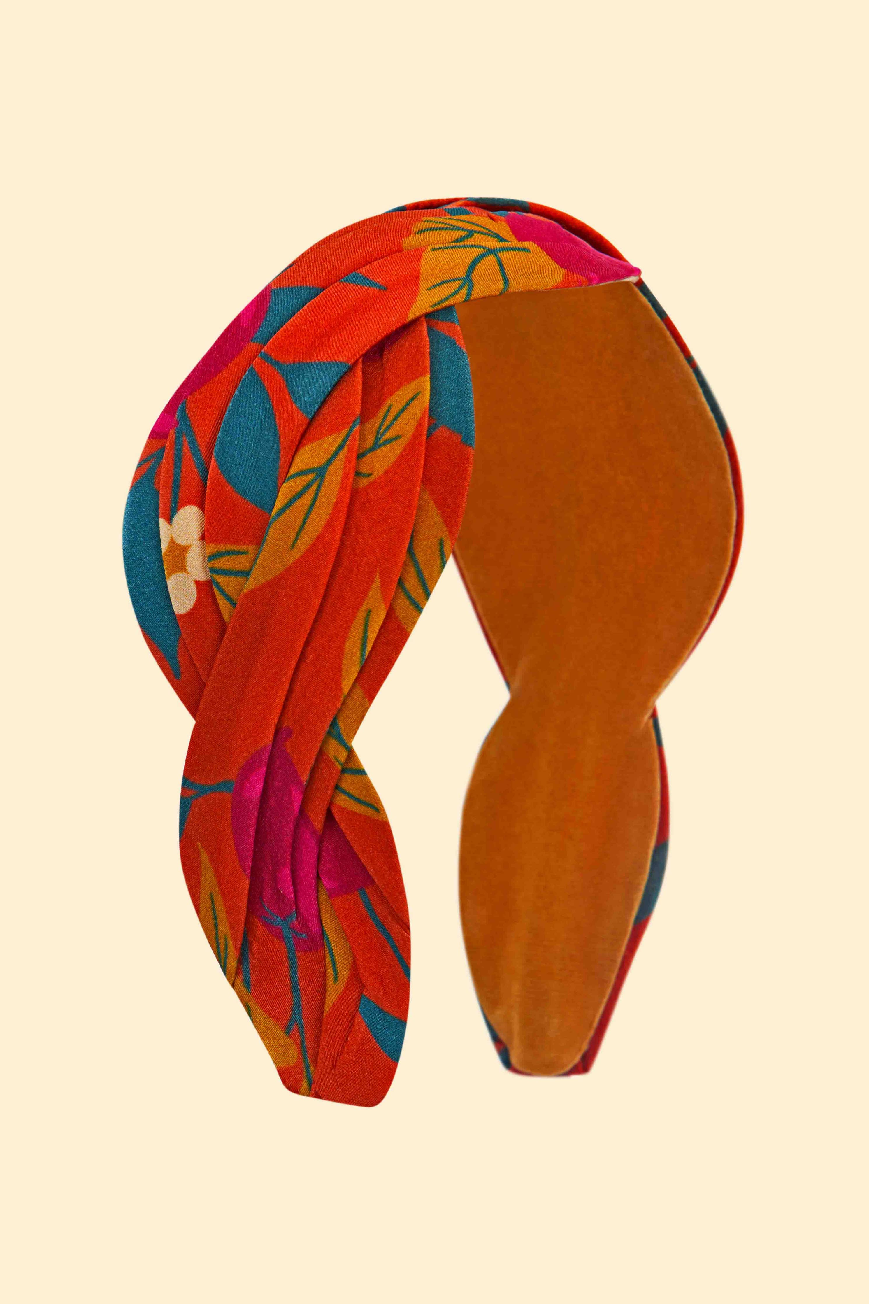 Bandeau en satin torsadé | Grenade à la mandarine