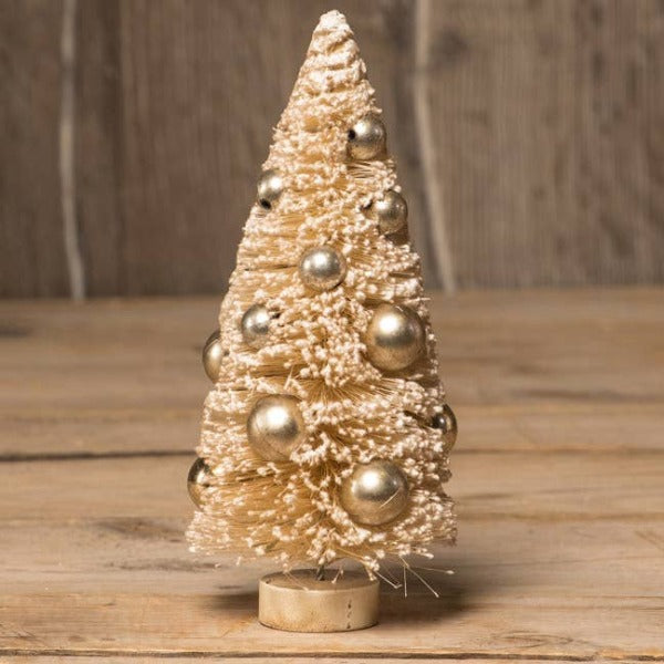 Cream Flocked 7" Bottle Brush Tree
