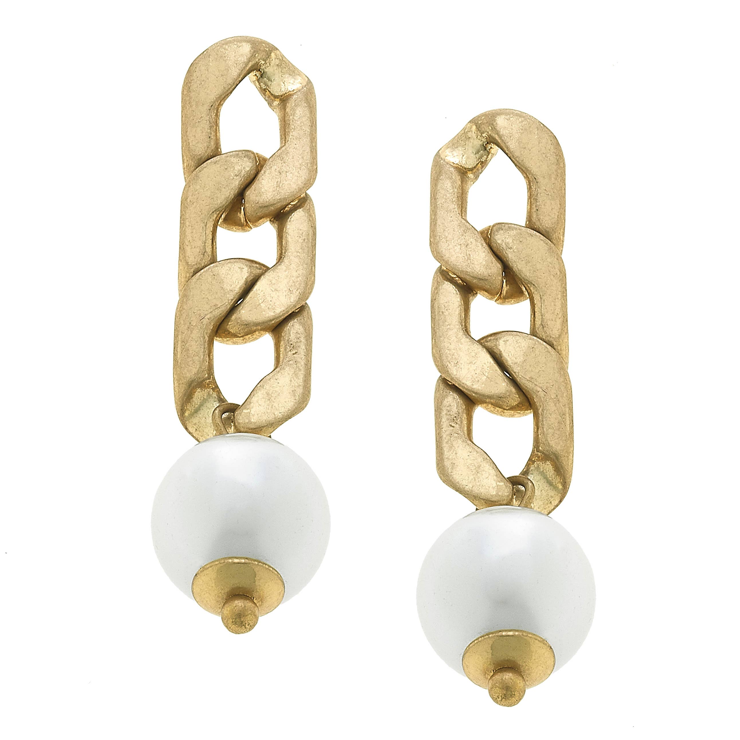 Lorraine Chain Link Pearl Drop Earrings