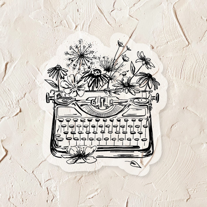 Flourish Floral Typewriter Sticker