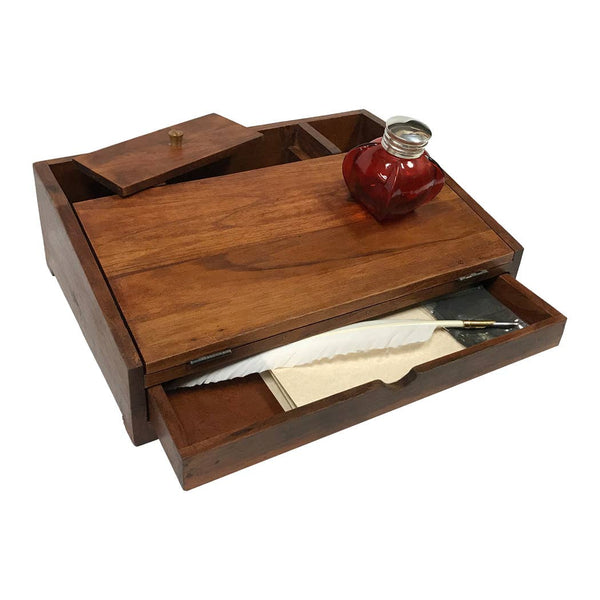 Portable Distressed Wooden Writing Desk Set