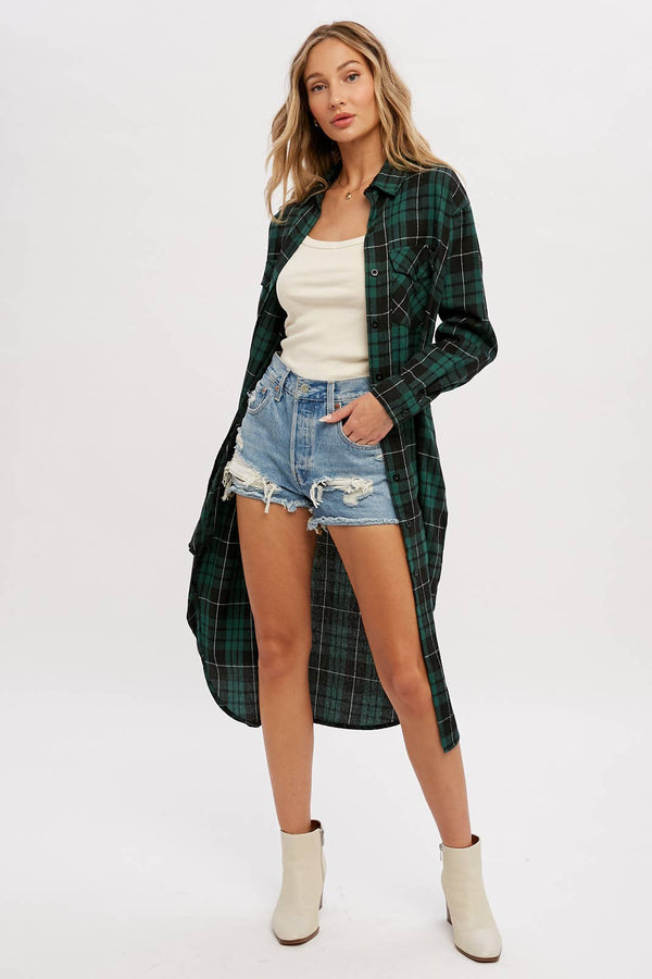 Flannel Plaid Longline Shacket {multiple colors}