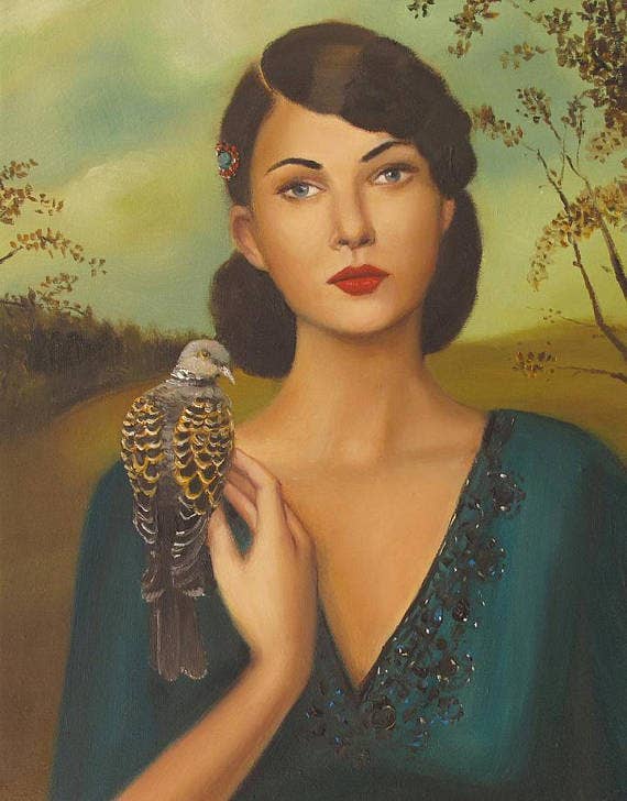 Elspeth avec sa tourterelle | Giclee Art Print {Plusieurs tailles}