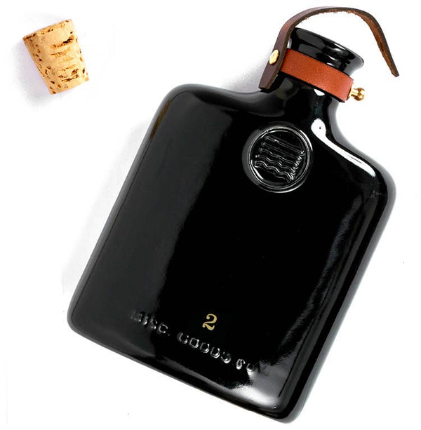 Ceramic Flask with Brass & Leather Details