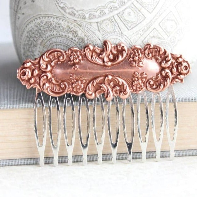 Copper Floral Hair Comb