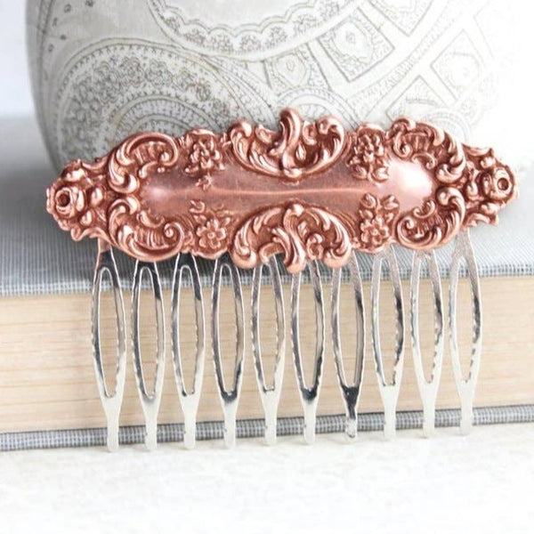 Copper Floral Hair Comb