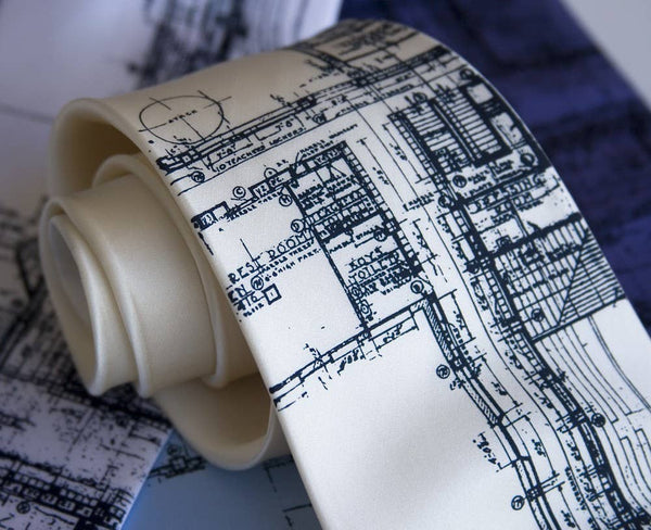 Detroit Cass Tech Tie Blueprint Necktie