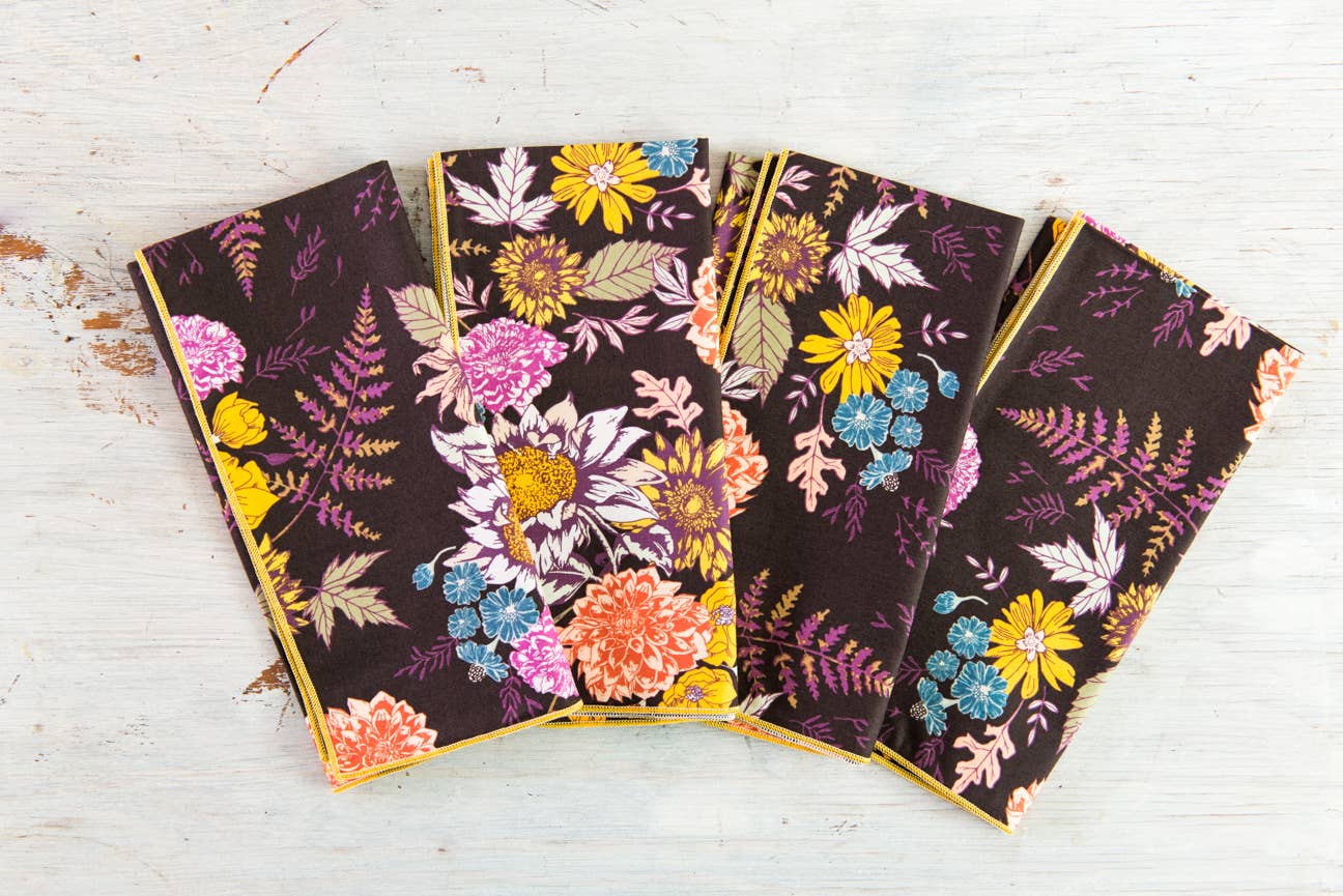Serviettes en tissu | Bourgogne Floral {Ensemble de 4}