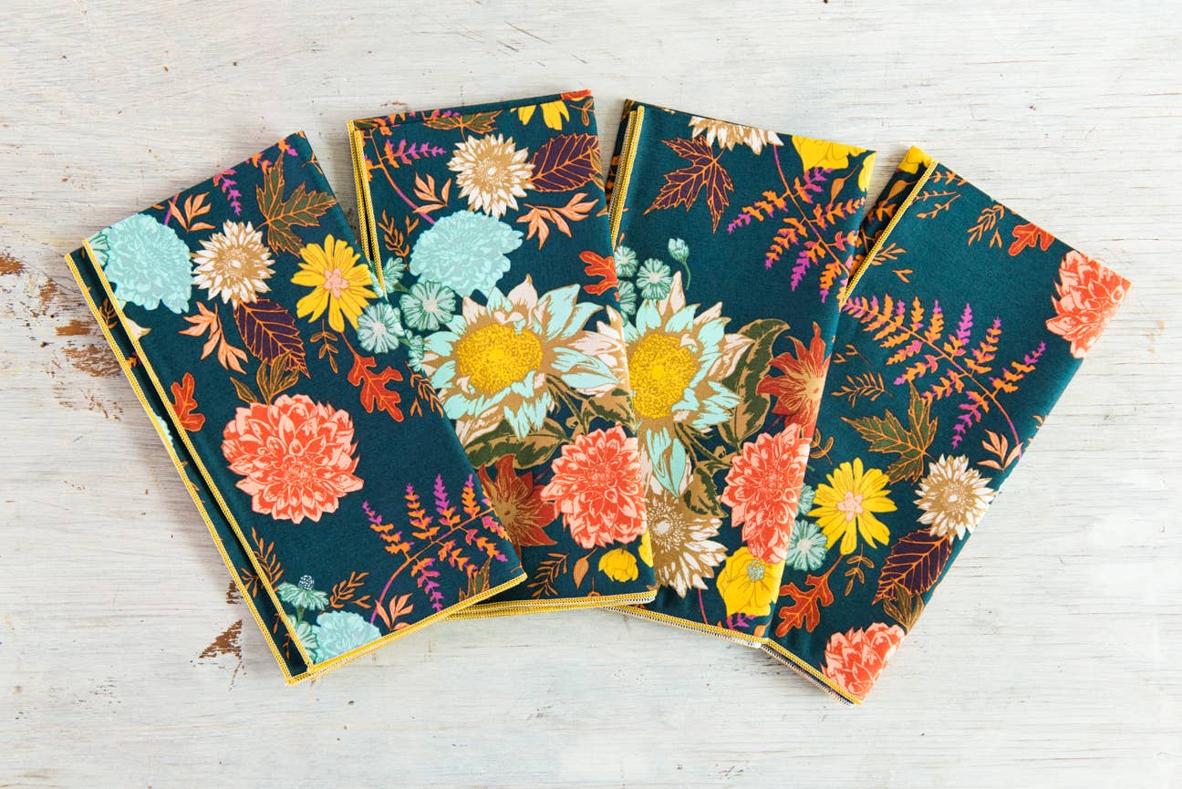 Serviettes en tissu | Floral d’hiver {Ensemble de 4}