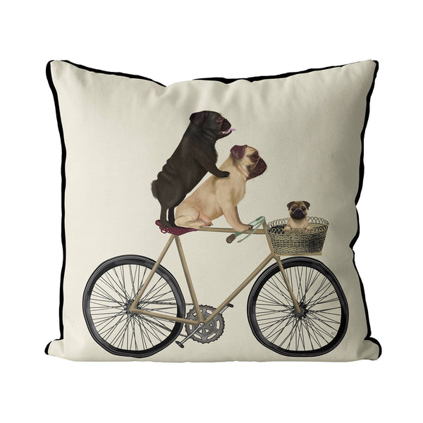 Carlins sur vélo chien cadeau coussin / coussin