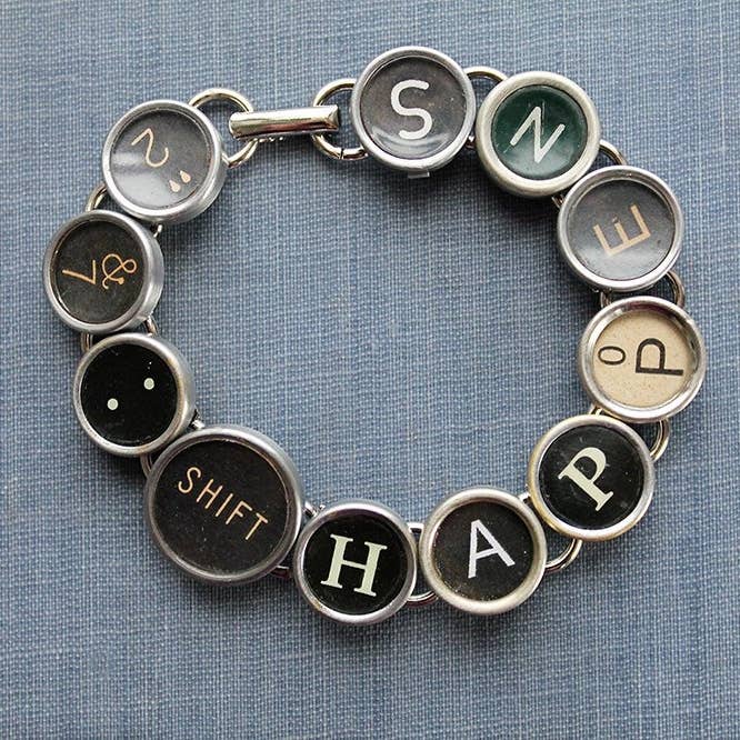 Vintage Typewriter Key Bracelet |