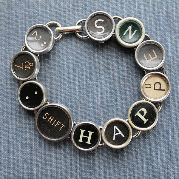 Vintage Typewriter Key Bracelet | "Shift Happens"
