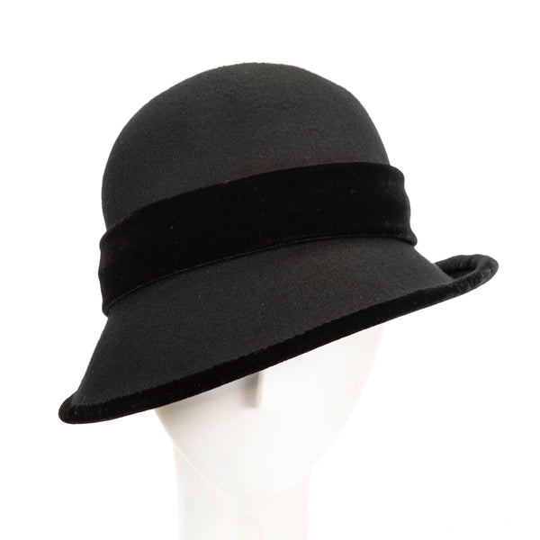 Wool Cloche Hat | Velveteen {black}