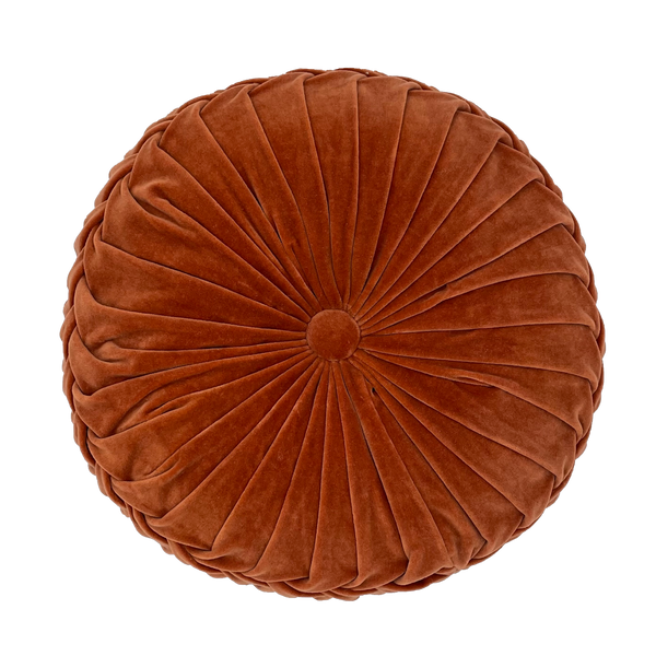 Oreiller rond en velours rempli | Rond de 16" | Rouille