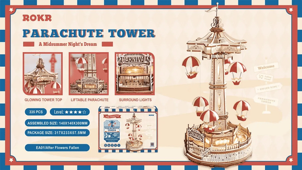 Parachute Tower Electro-Mechanical Wooden Puzzle