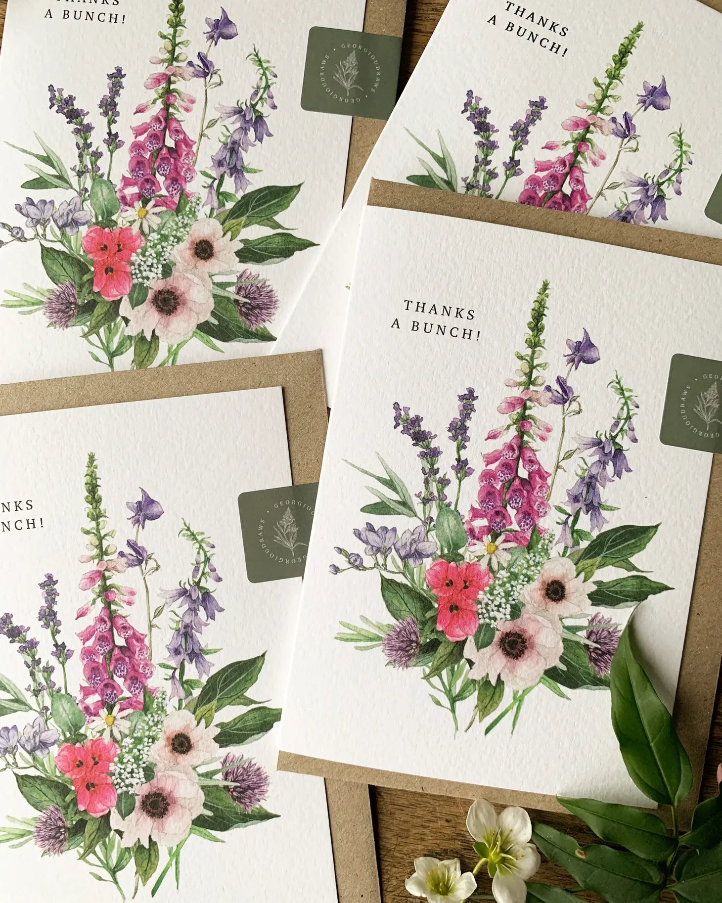 Botanical Watercolour Greeting Card Bundle {pack of 5}