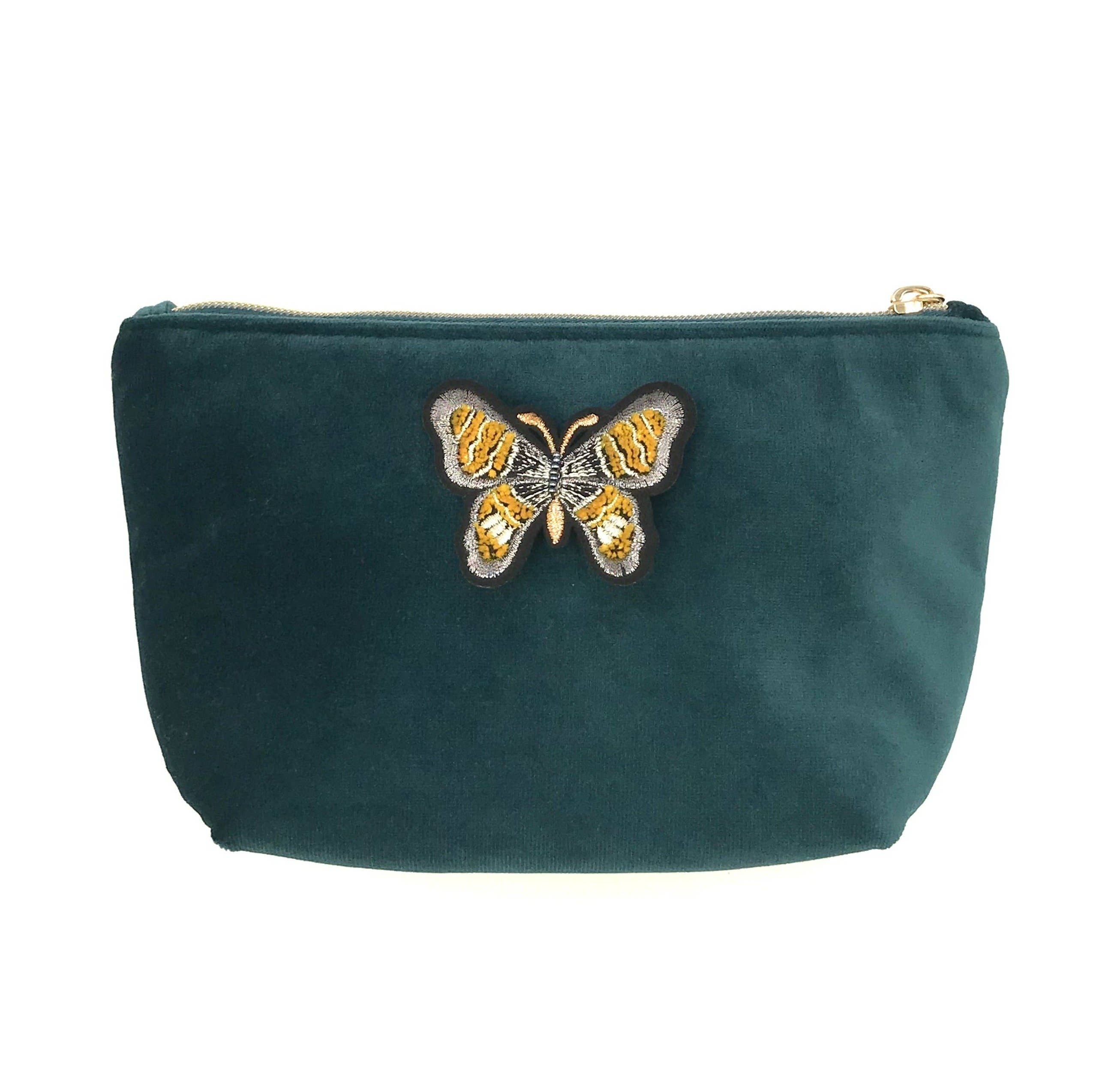 Teal Velvet Makeup Bag + Pin {clearance}