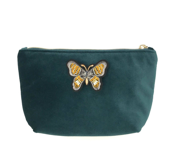 Teal Velvet Makeup Bag + Pin {clearance}