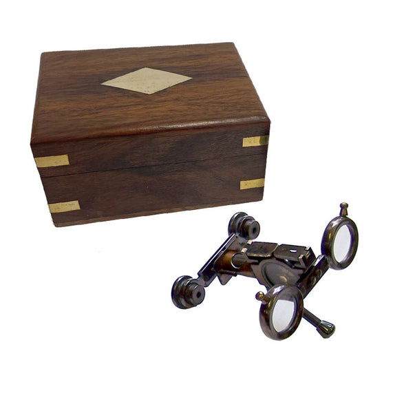 Folding Binoculars in Wooden Box