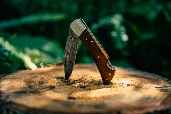 Damascus Walnut Pocket Knife {local artisan}