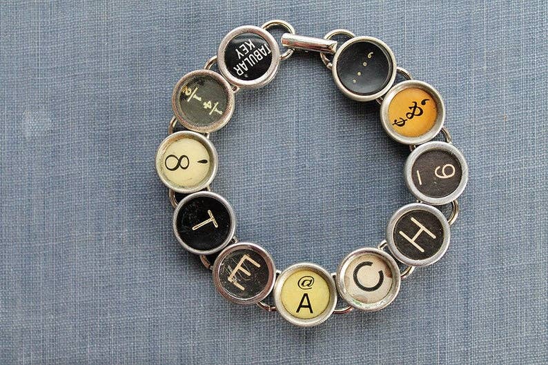 Vintage Typewriter Key Bracelet | Teach
