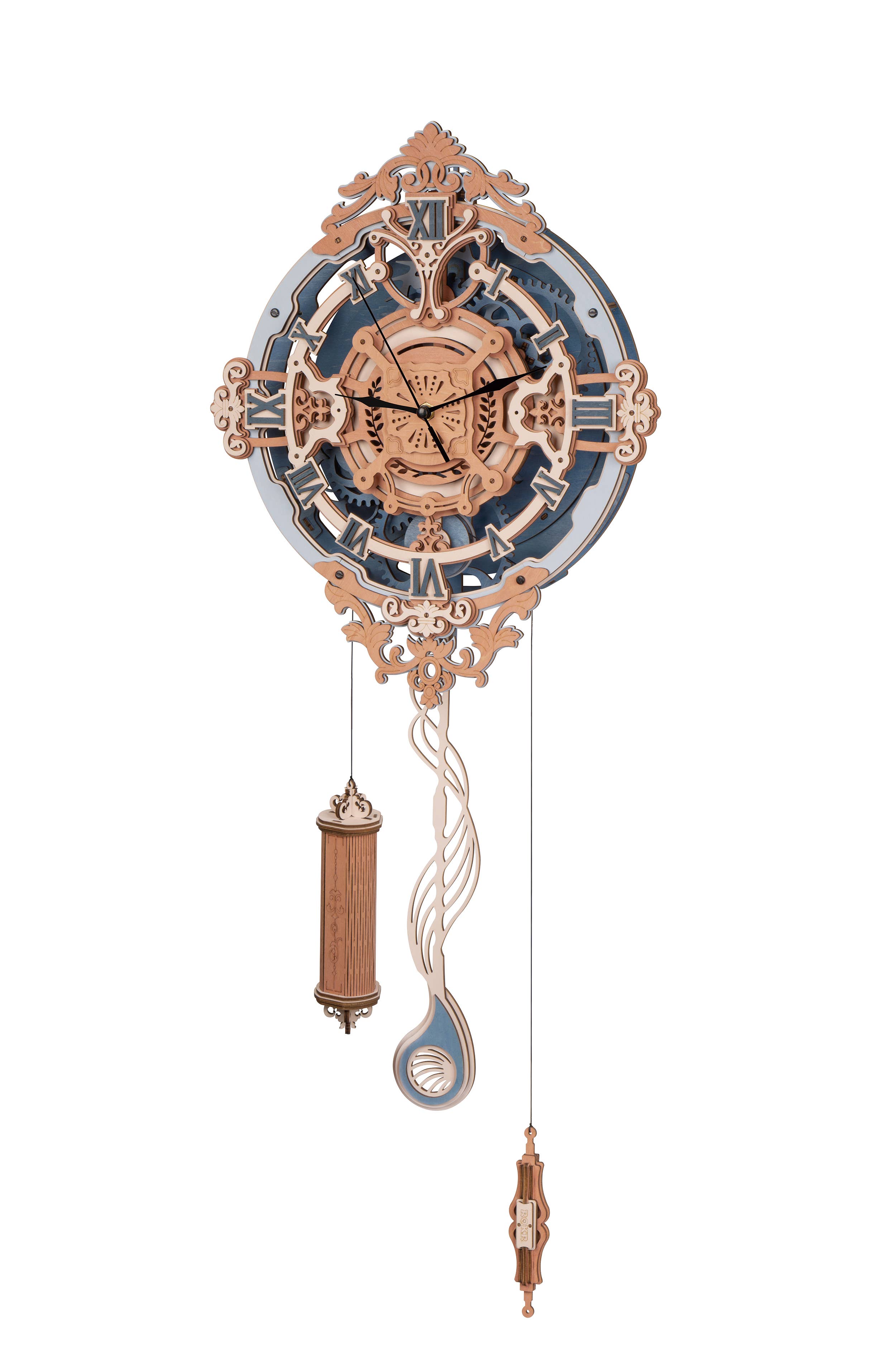 Horloge murale Notes romantiques, Puzzle mécanique en bois