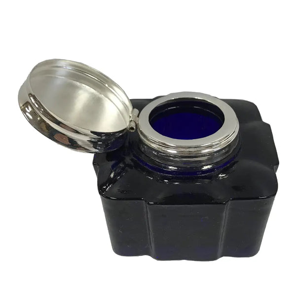 Square Glass Inkwell {cobalt blue}