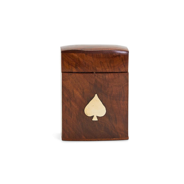 Playing Cards in Acacia & Brass Box