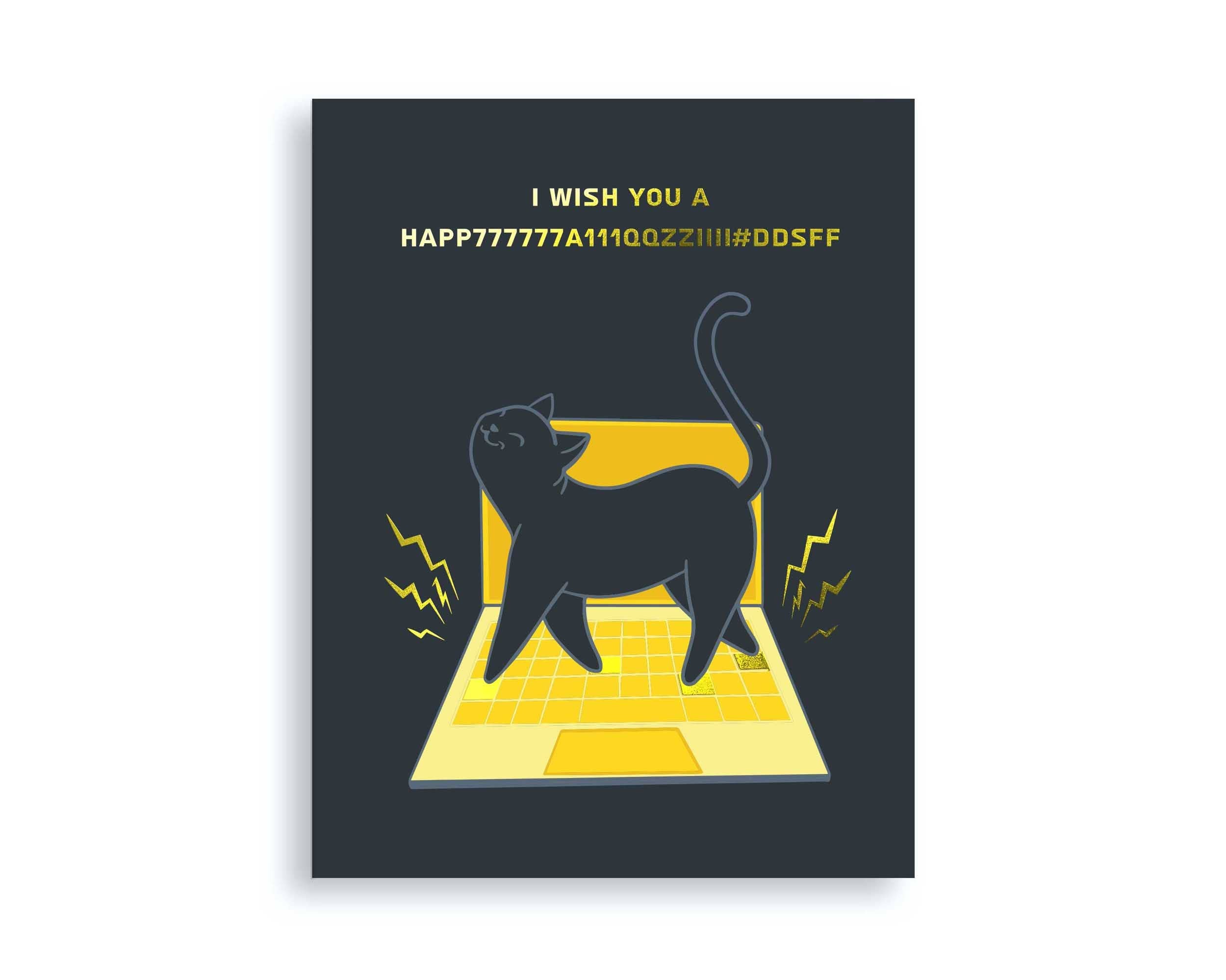 Je vous souhaite un joyeux... Chat noir Carte de vœux