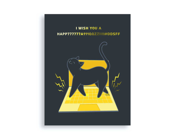 Je vous souhaite un joyeux... Chat noir Carte de vœux