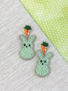 Mint Bunny Beaded Dangle Earrings