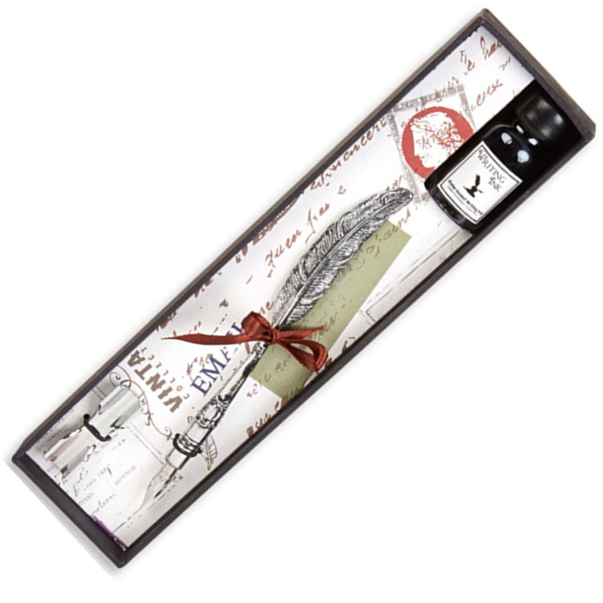 Ensemble de stylos à tremper en métal pour calligraphie en métal avec support d'encre et de stylo