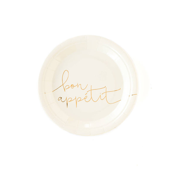 Bon Appetit 7" Plates | Gold Lettering