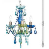 Blue & Green 3-Light Plug-in Chandelier