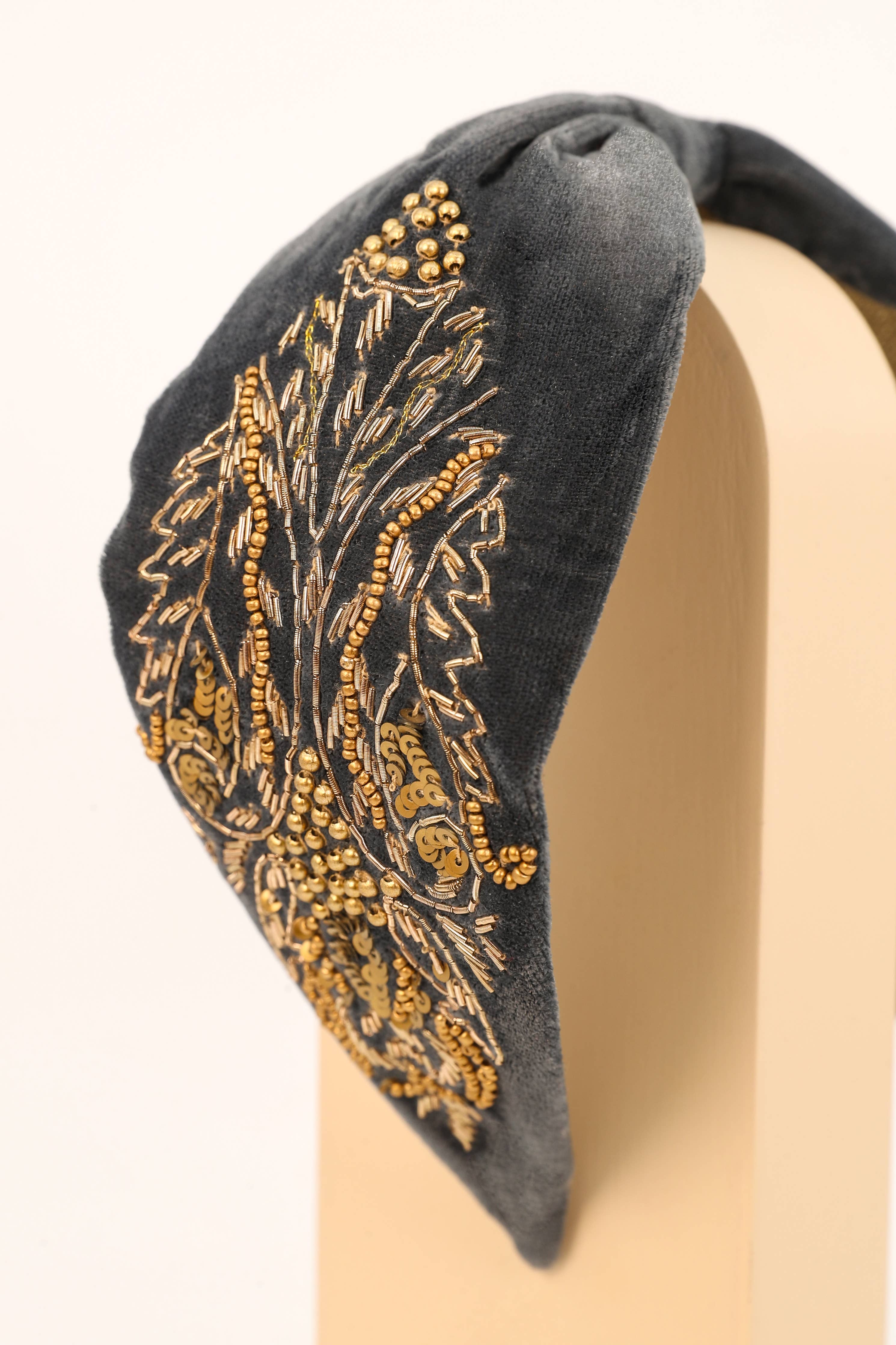 Wide Embellished Velvet Headbands