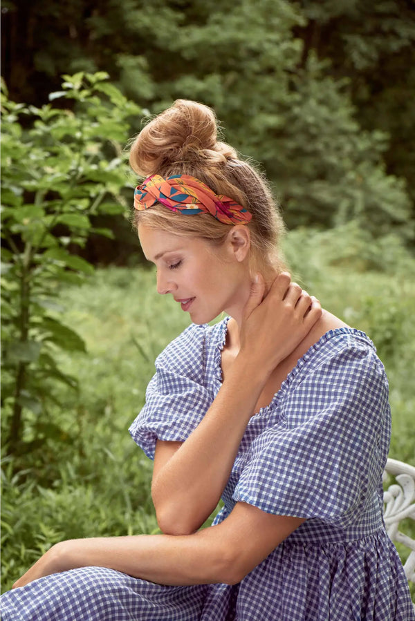 Twisted Satin Headband | Pomegranate in Tangerine