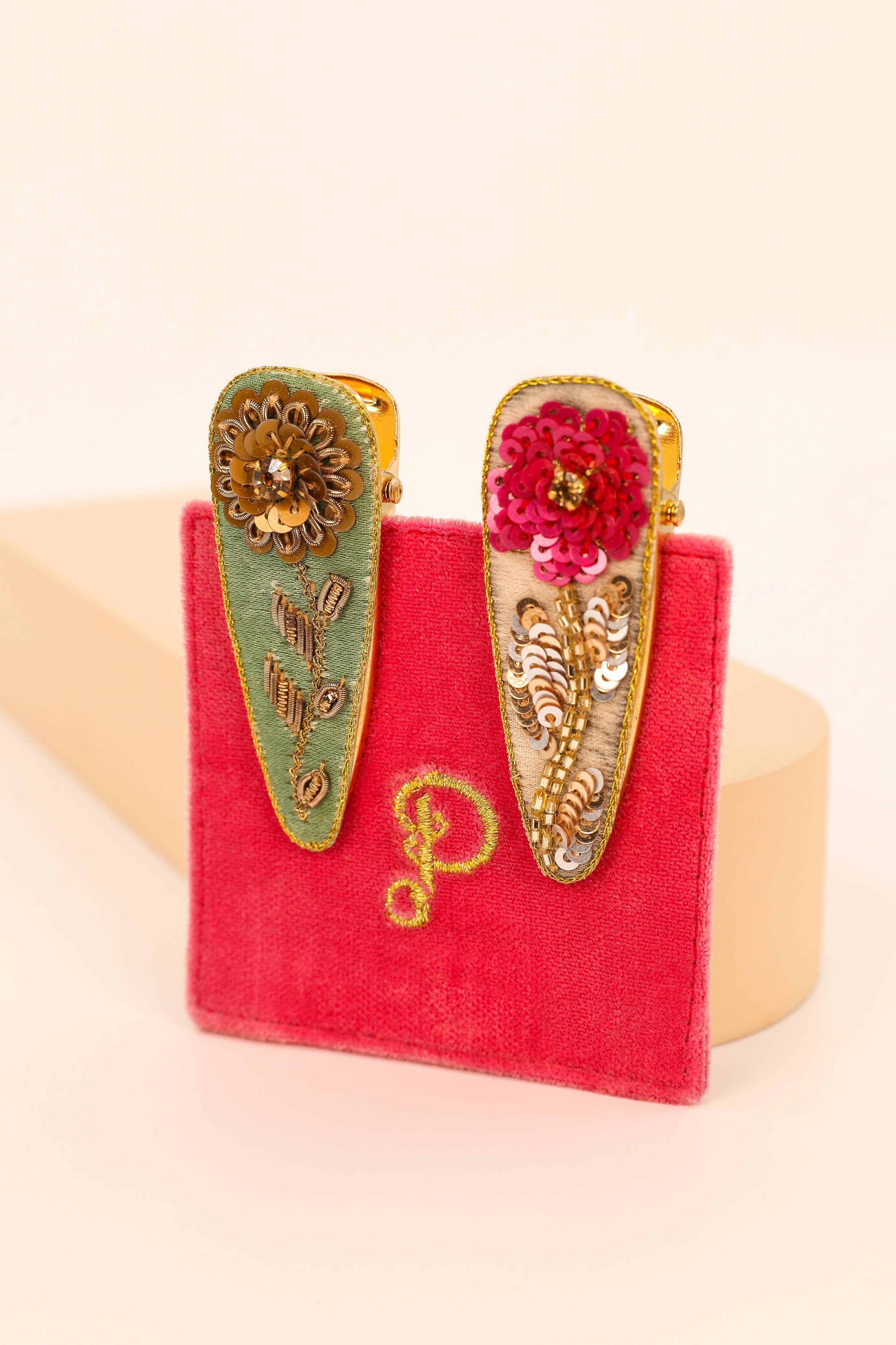 Pinces à cheveux Zinnia ornées de bijoux | Pack de 2 {plusieurs couleurs}
