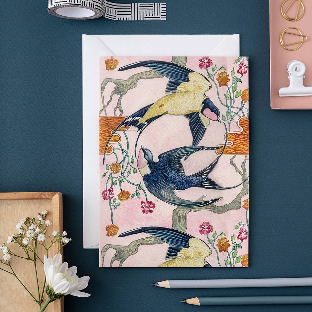 Aquarelle originale | Hirondelles